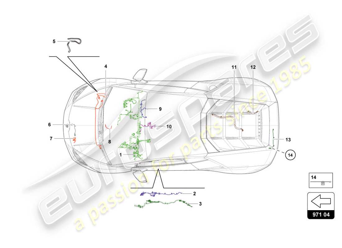 lamborghini evo spyder 2wd (2020) schema delle parti di cablaggio