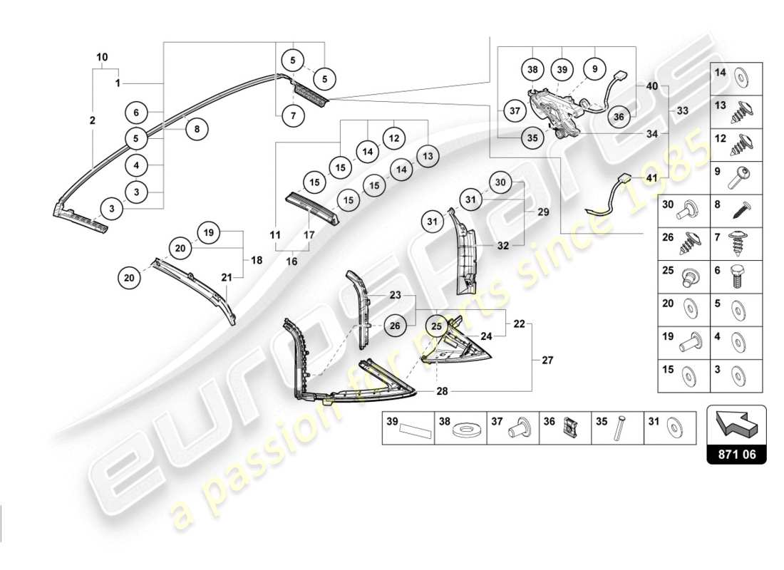 lamborghini 2020 (evo spyder) diagramma delle parti della guarnizione