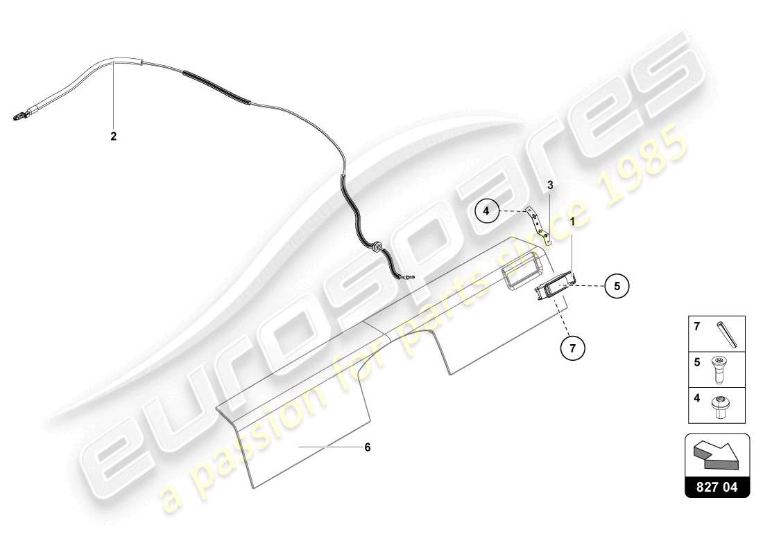 lamborghini lp720-4 coupe 50 (2014) diagramma delle parti della leva di rilascio