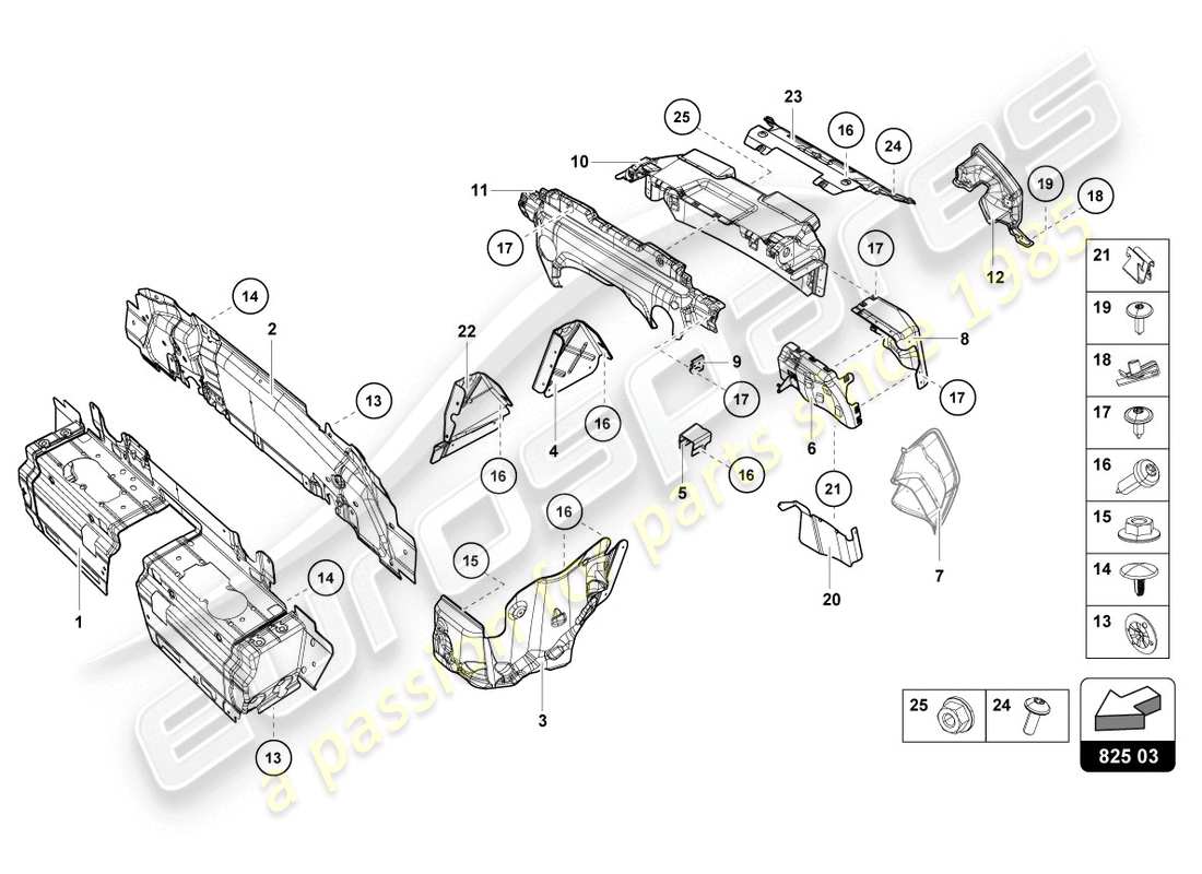 lamborghini 2015 (lp610-4 coupe) schema delle parti dello scudo calore