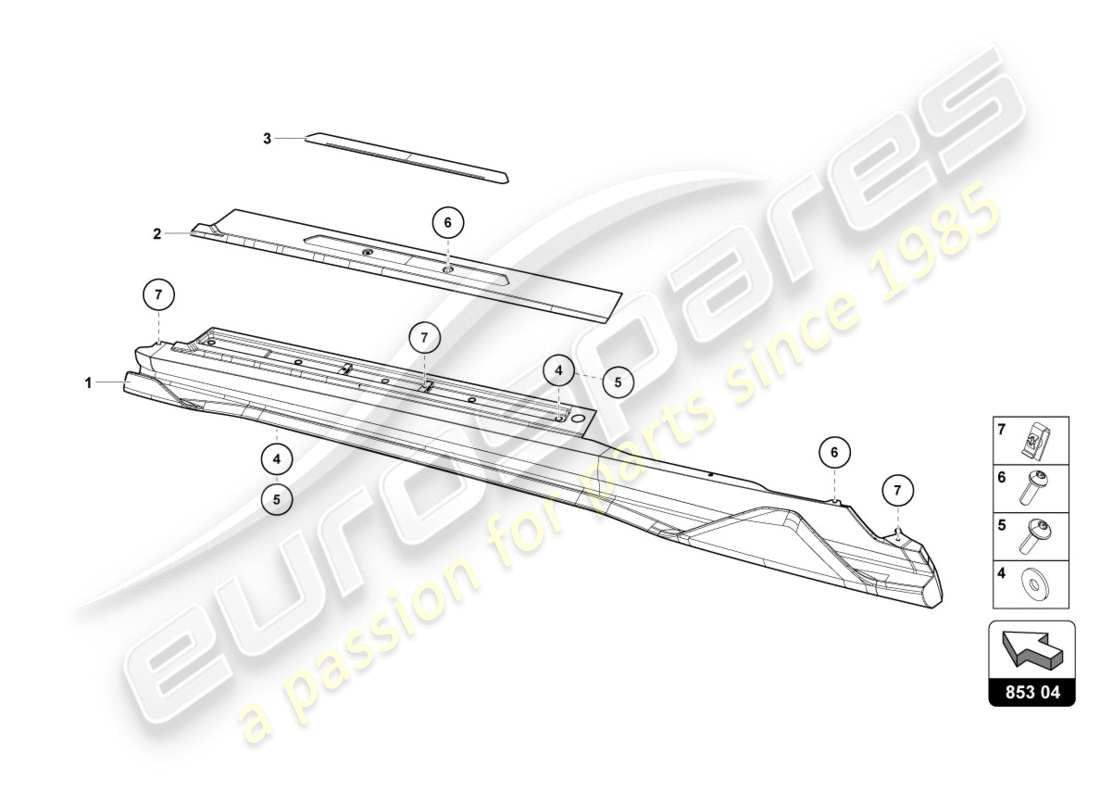 lamborghini centenario coupe (2017) lato esterno inferiore per passaruota diagramma delle parti