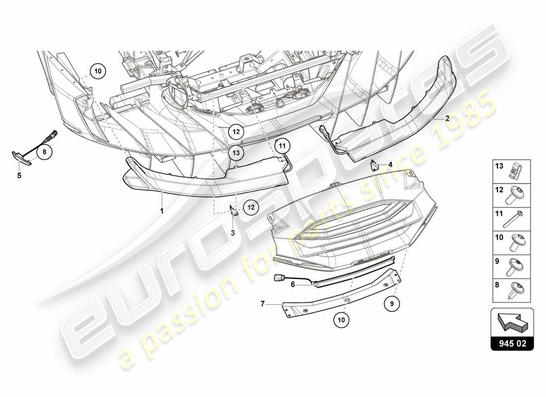 lamborghini centenario roadster (2017) fanale posteriore diagramma delle parti