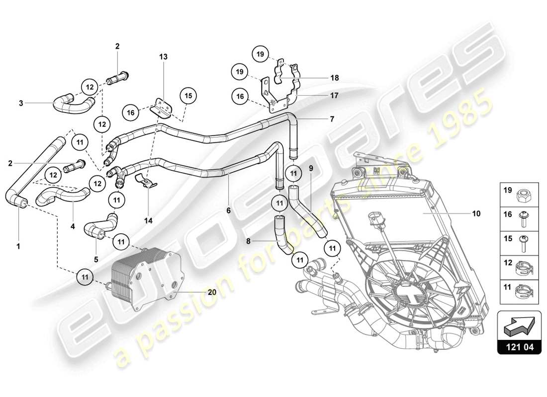 lamborghini 2014 (lp720-4 coupe 50) schema delle parti del sistema di raffreddamento