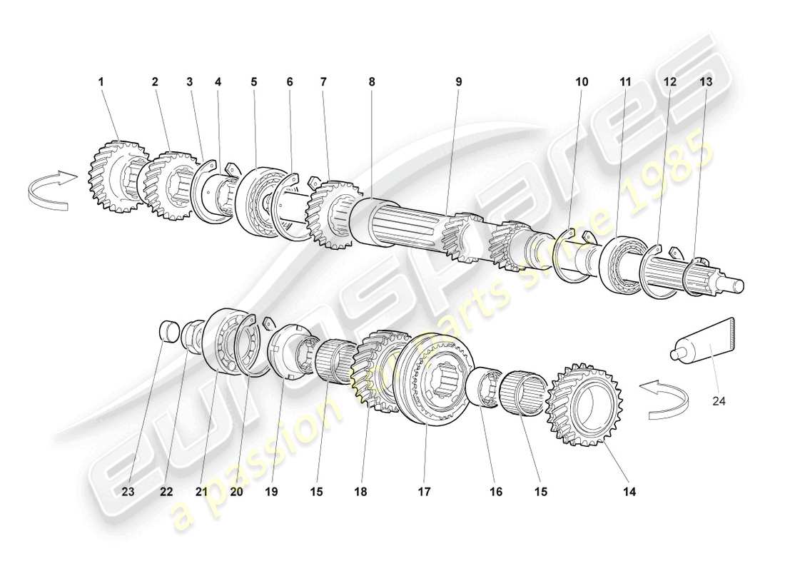 lamborghini murcielago coupe (2002) diagramma delle parti dell'albero di entrata