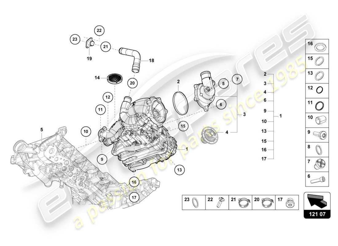 lamborghini 2017 (lp610-4 avio) schema delle parti della pompa dell'olio
