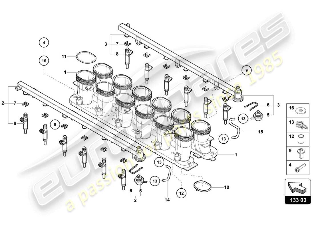 lamborghini lp720-4 coupe 50 (2014) collettore di aspirazione diagramma delle parti