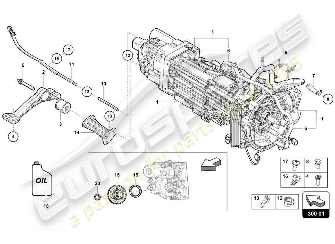lamborghini 2014 (lp720-4 coupe 50) 7-speed schema delle parti del cambio automatico