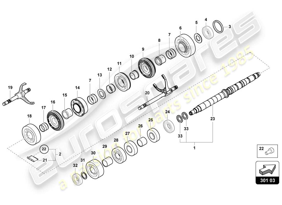 lamborghini lp720-4 coupe 50 (2014) albero del cambio di riduzione schema delle parti