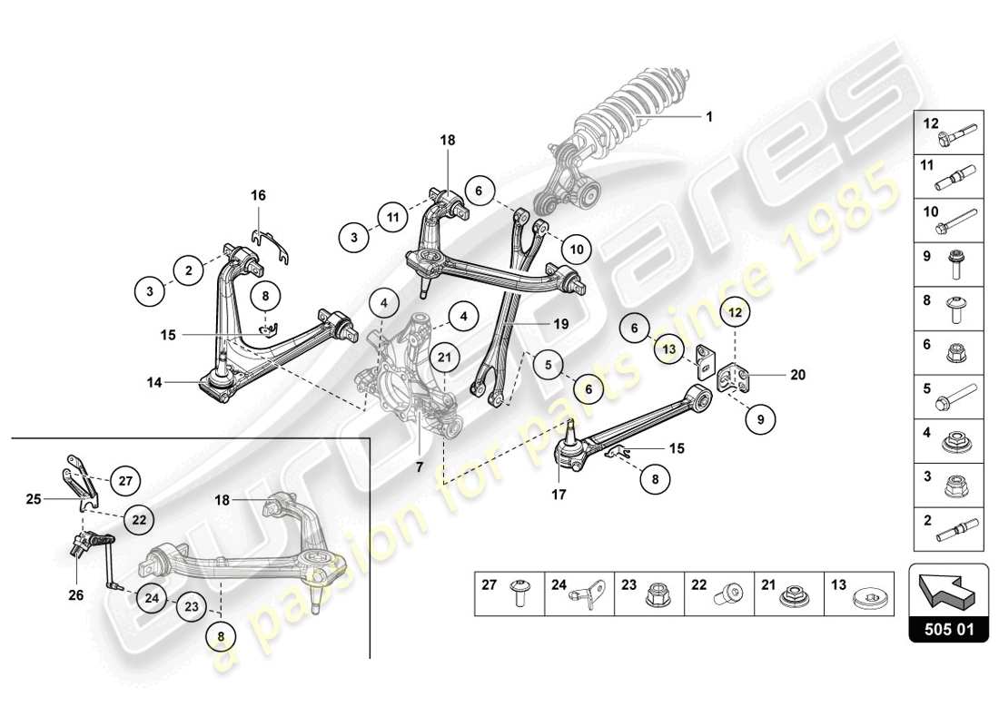 lamborghini lp720-4 coupe 50 (2014) schema delle parti sospensione