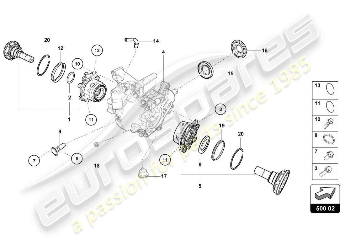 lamborghini lp720-4 coupe 50 (2014) scatola per differenziale schema parte