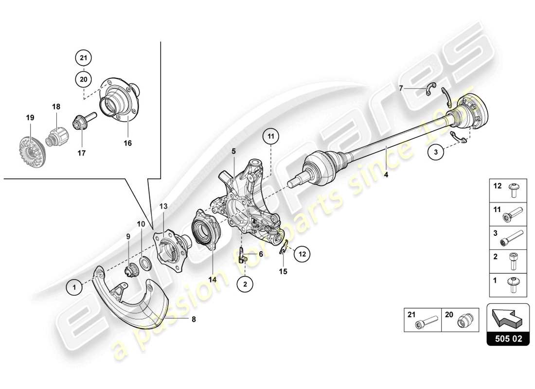 lamborghini 2014 (lp720-4 coupe 50) diagramma delle parti dell'albero di trasmissione