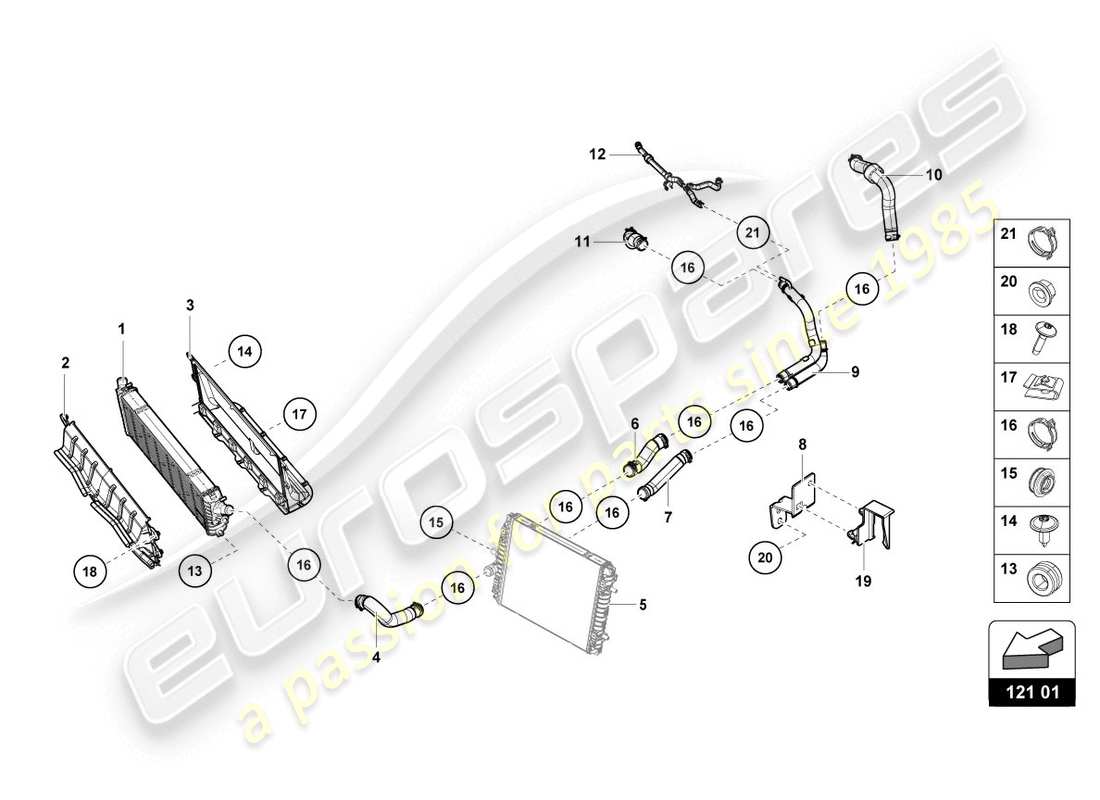 lamborghini lp610-4 coupe (2019) raffreddatore per liquido refrigerante schema delle parti