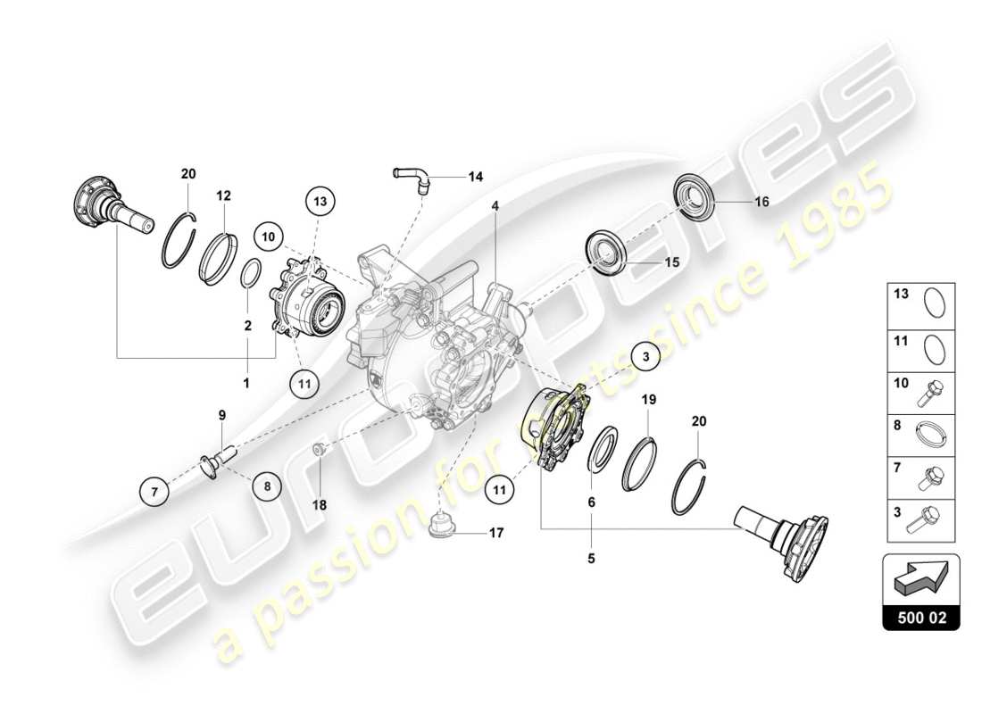 lamborghini centenario coupe (2017) scatola per differenziale posteriore diagramma delle parti