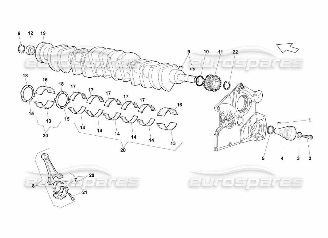 lamborghini murcielago lp670 schema delle parti albero motore - bielle