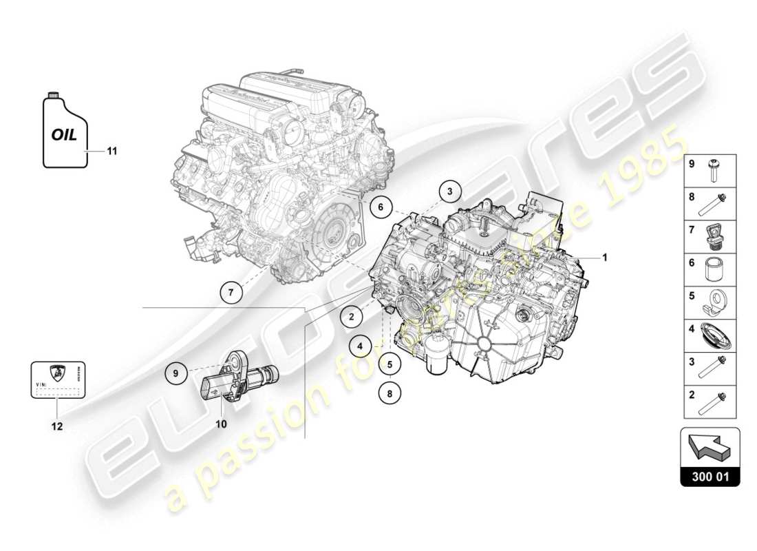 lamborghini 2019 (lp610-4 coupe) schema delle parti del cambio automatico