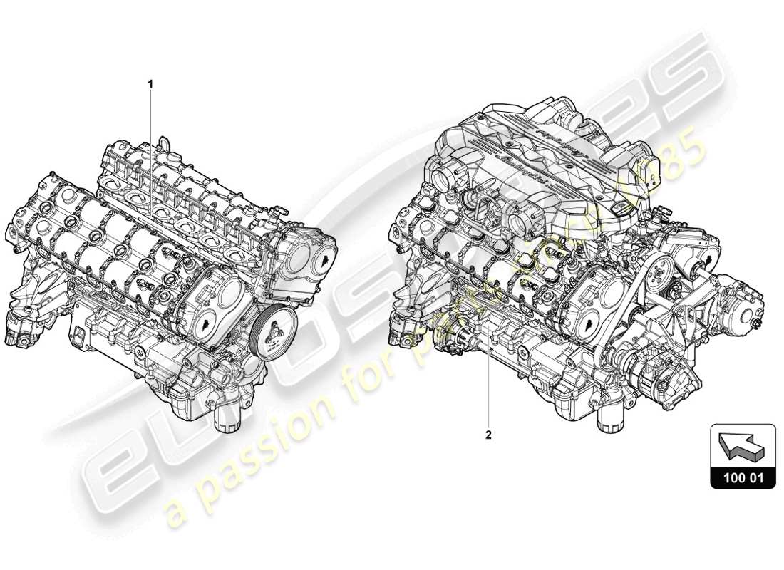 lamborghini 2014 (lp720-4 coupe 50) schema delle parti del motore