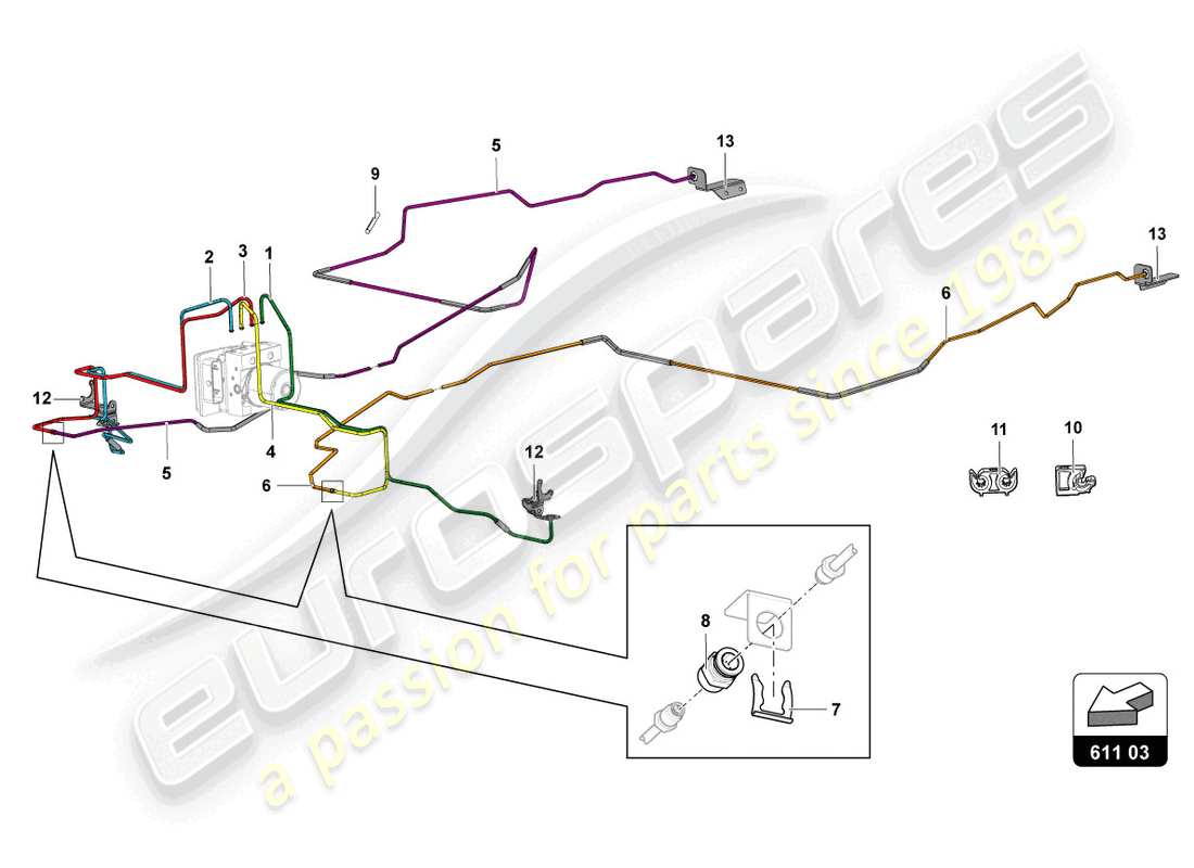 lamborghini lp720-4 roadster 50 (2014) servofreno, tubi e sistema di depressione schema delle parti