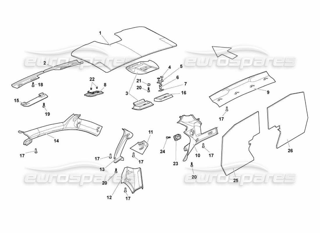 un diagramma delle parti dal catalogo delle parti lamborghini murcielago lp670