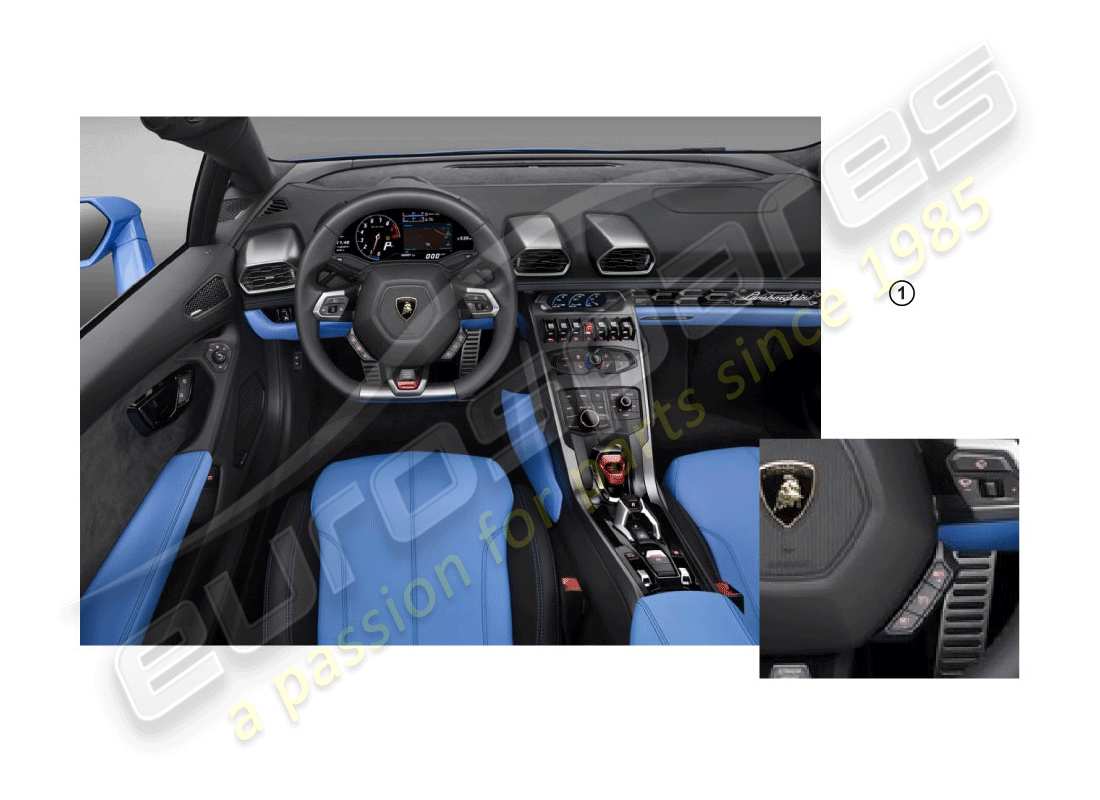 uno schema dei pezzi dal catalogo dei pezzi Lamborghini ACCESSORIES (PERFORMANTE COUPE)
