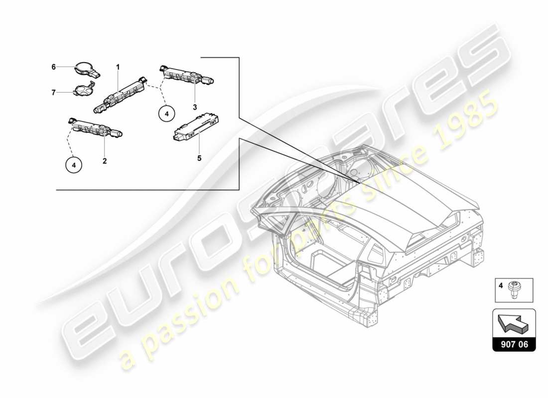 un diagramma delle parti dal catalogo delle parti lamborghini centenario roadster (2017)