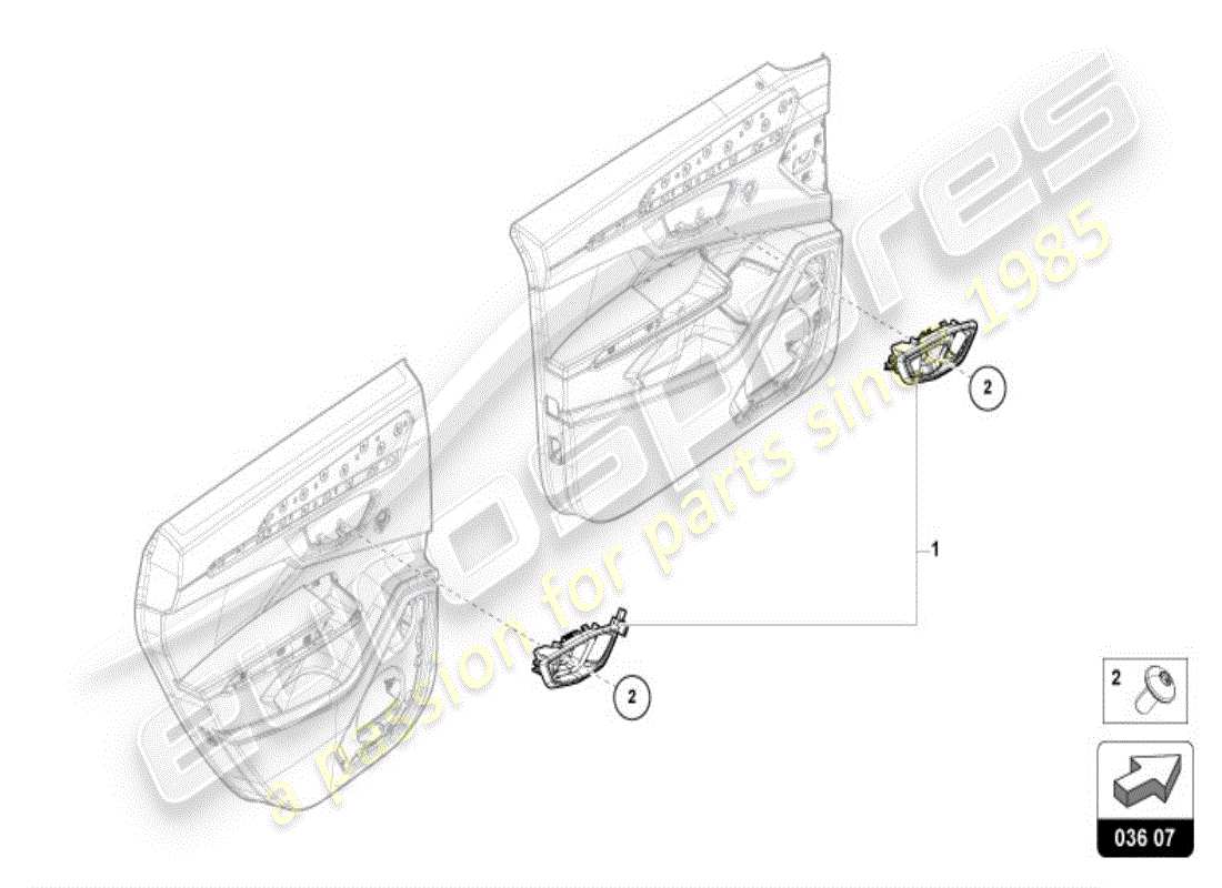 un diagramma delle parti dal catalogo delle parti Lamborghini Urus (Accessori).