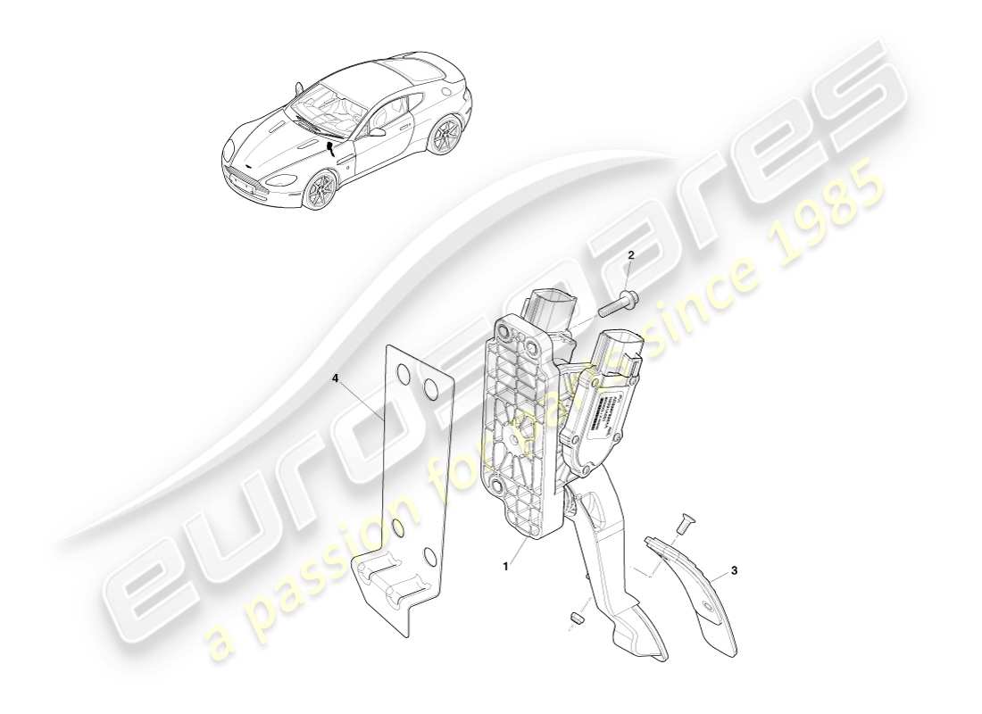 aston martin v8 vantage (2005) pedale acceleratore schema delle parti