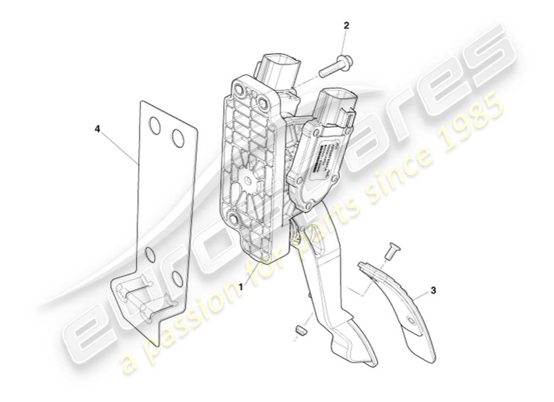 aston martin v8 vantage (2016) pedale acceleratore schema delle parti