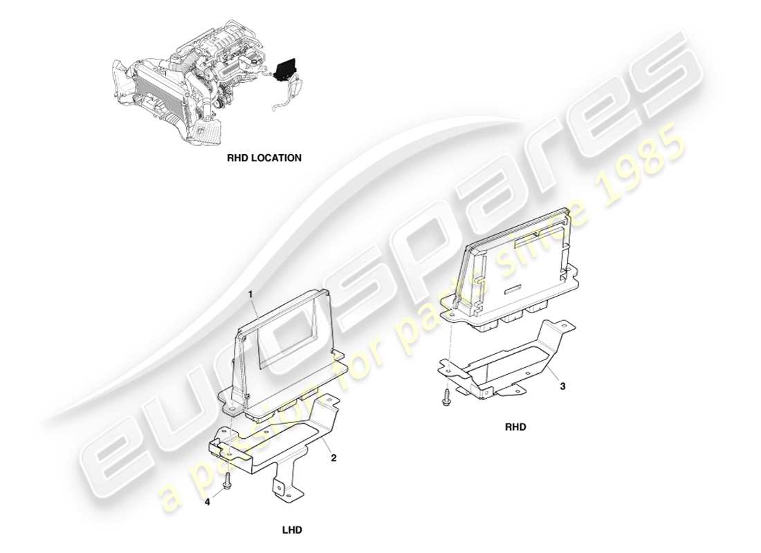 aston martin v8 vantage (2007) diagramma delle parti del controllo elettronico del motore