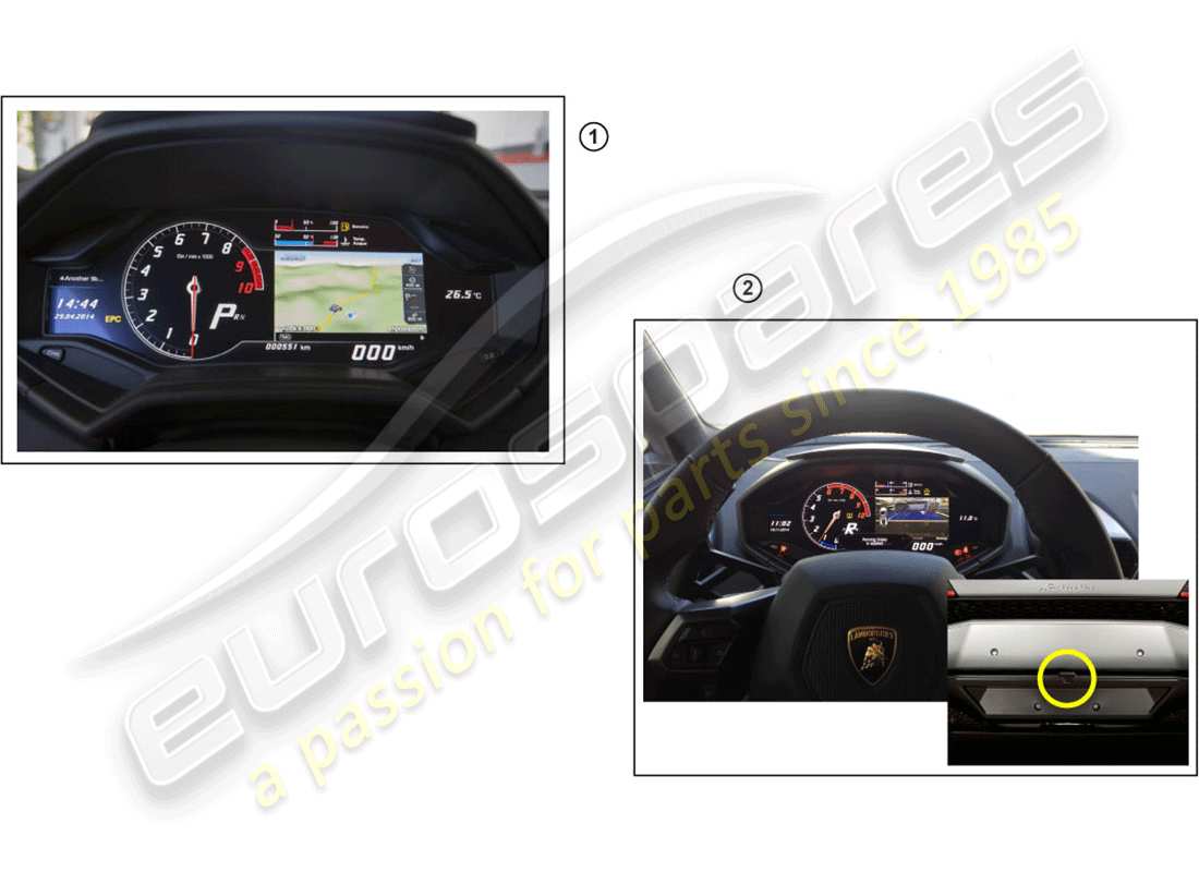 lamborghini huracan lp580-2 spyder (accessories) kit retrofit per navigazione dinamica schema delle parti