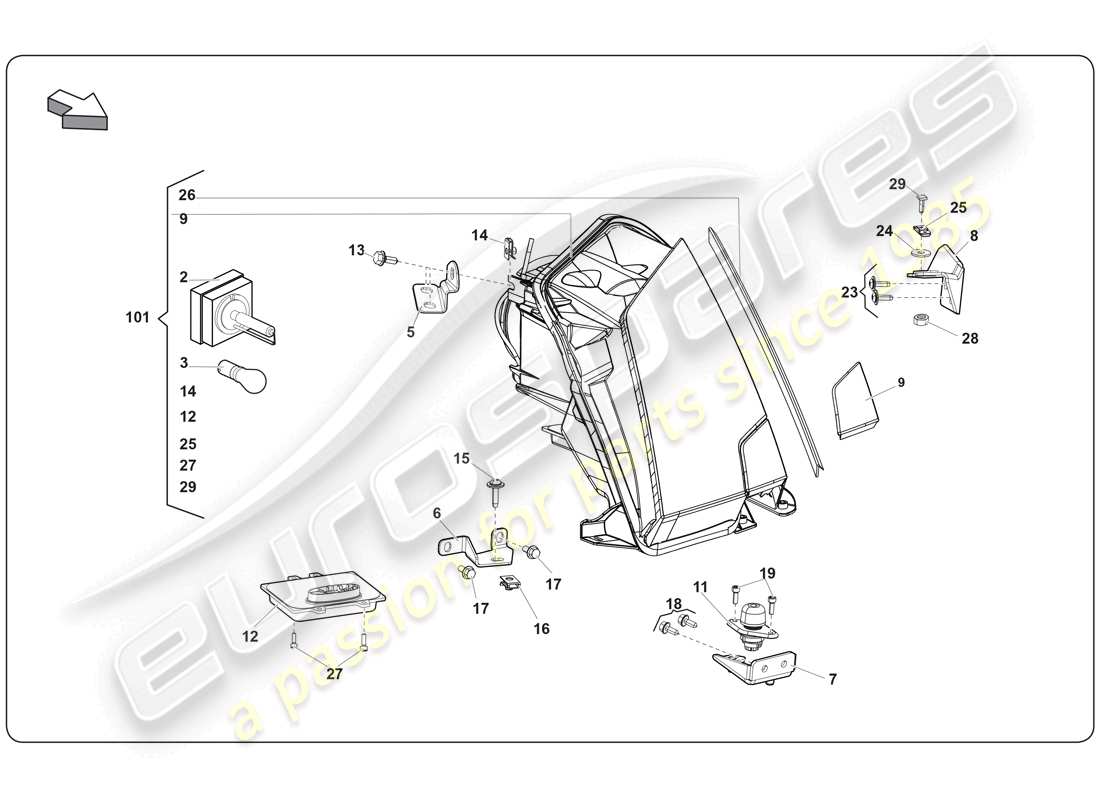 lamborghini super trofeo (2009-2014) diagramma delle parti luce