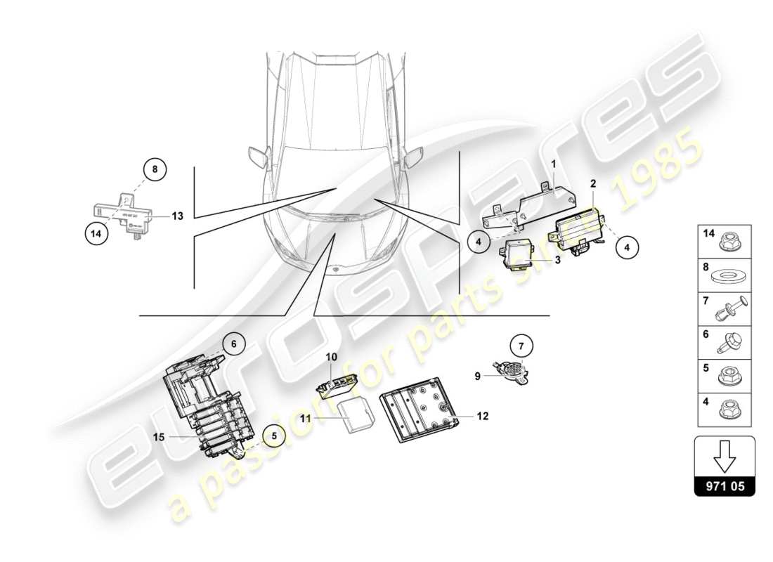 un diagramma delle parti dal catalogo delle parti Lamborghini Performante Coupe (2018)