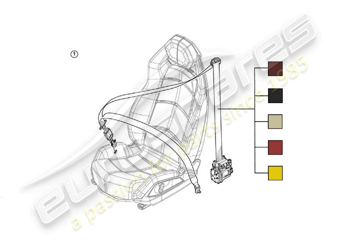 lamborghini huracan lp610-4 coupe (accessories) 1 set: three-point inertia reel seat belt and press button buckle part diagram