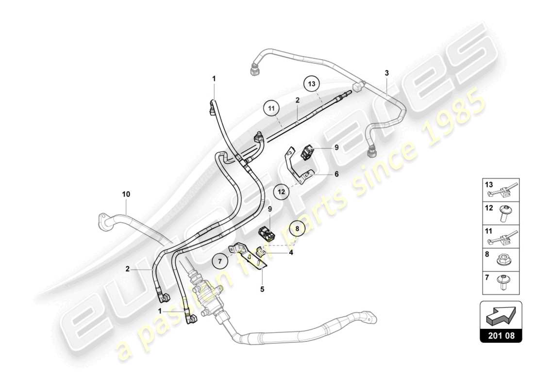 lamborghini lp700-4 roadster (2014) diagramma delle parti della linea del carburante
