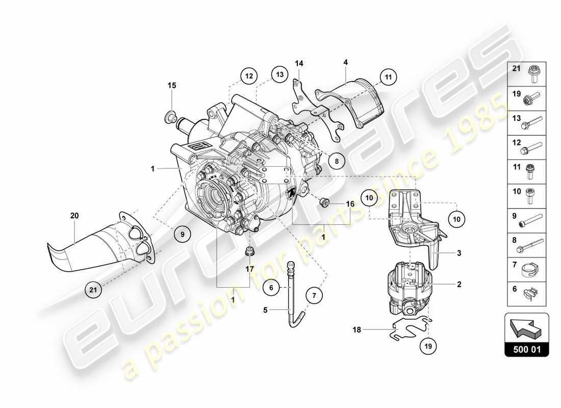 lamborghini centenario coupe (2017) differenziale posteriore diagramma delle parti