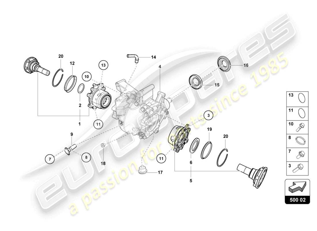 lamborghini lp740-4 s coupe (2021) scatola per differenziale posteriore schema parte