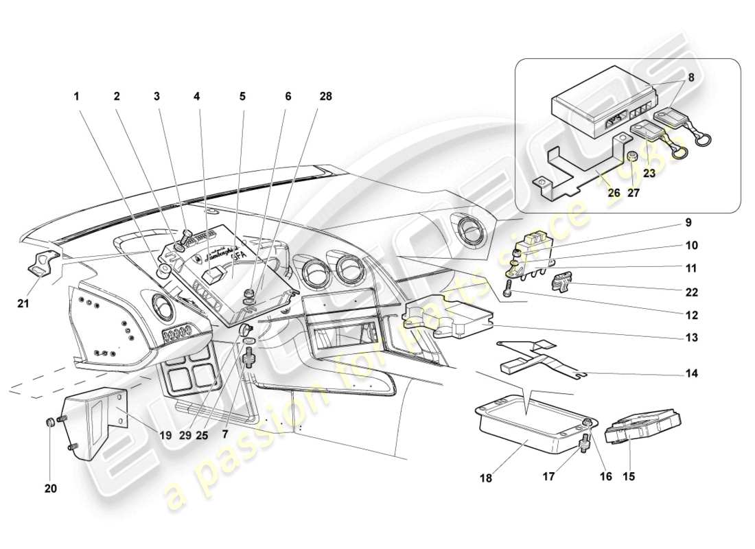 un diagramma delle parti dal catalogo delle parti lamborghini murcielago roadster (2005)