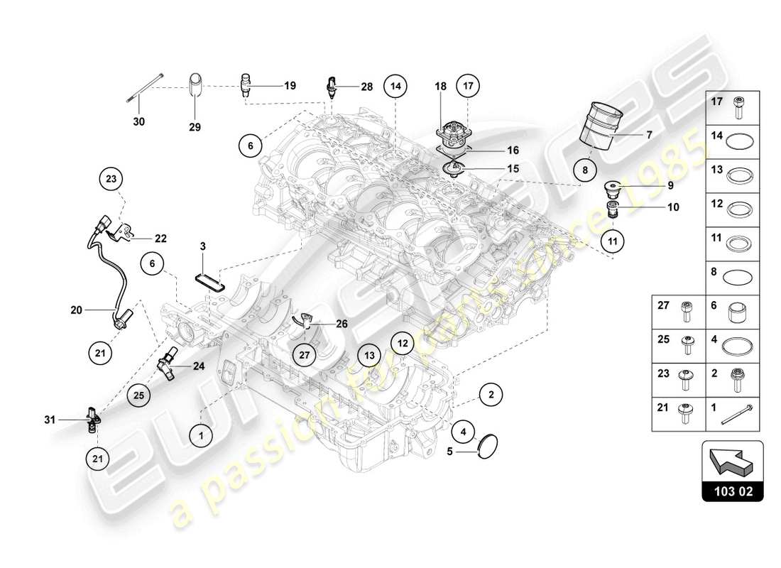 lamborghini 2015 (lp700-4 roadster) schema delle parti della coppa dell'olio
