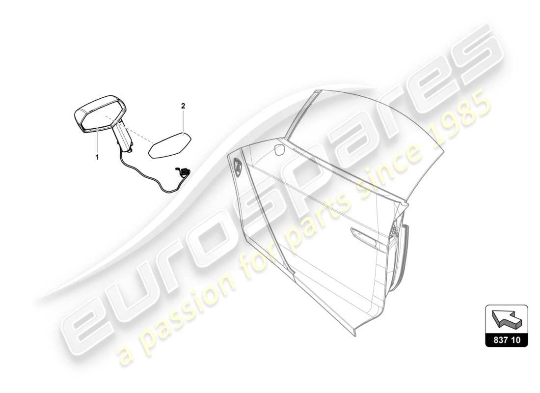 lamborghini centenario coupe (2017) specchio esterno diagramma delle parti