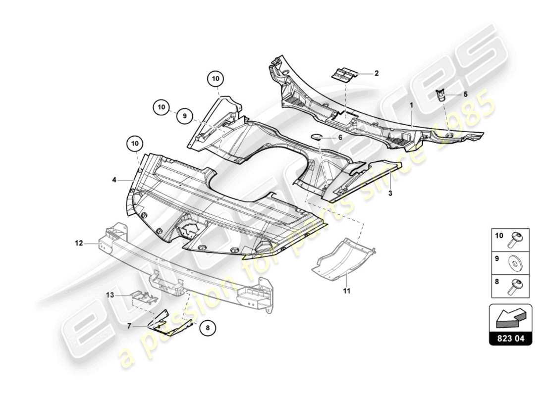 lamborghini sian (2020) copertura per serratura cofano schema delle parti