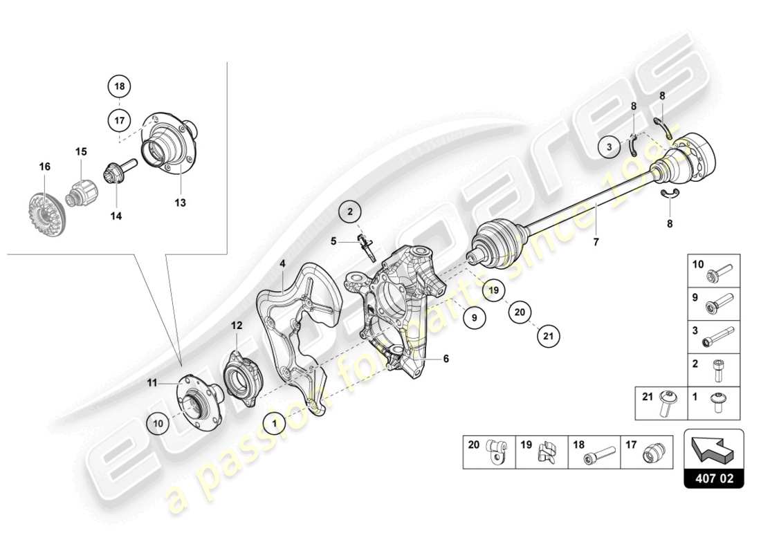 lamborghini 2014 (lp700-4 coupe) schema delle parti anteriori dell'albero di trasmissione