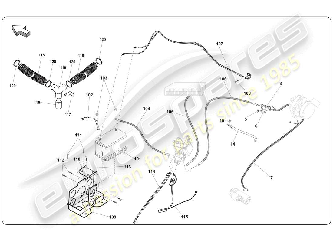 lamborghini super trofeo (2009-2014) elettriche diagramma delle parti