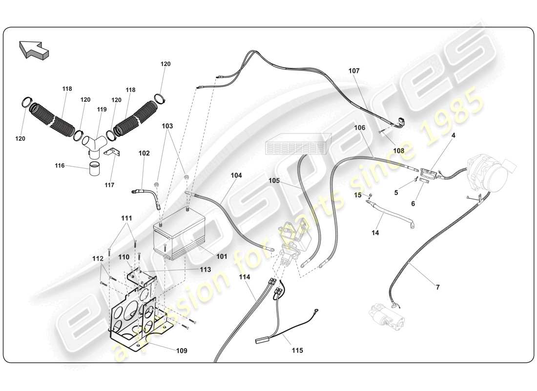 lamborghini super trofeo (2009-2014) schema delle parti elettriche