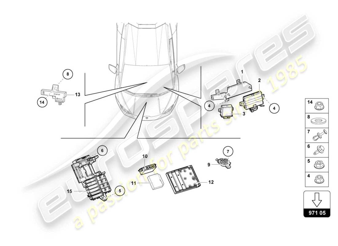lamborghini 2020 (evo coupe) schema delle parti dell'unità di controllo