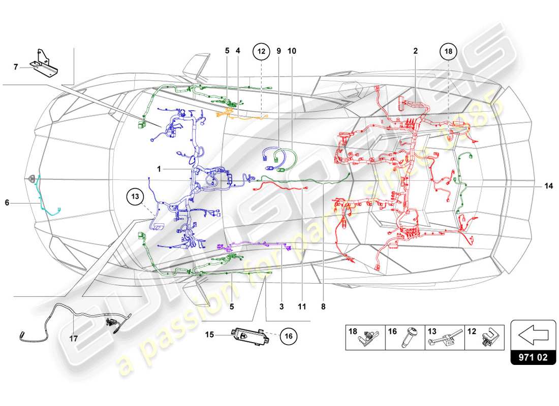 lamborghini 2014 (lp720-4 coupe 50) cablaggi elettrici schema delle parti