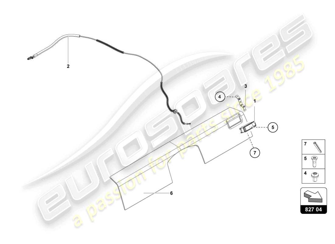 lamborghini 2013 (lp700-4 coupe) diagramma delle parti della leva di rilascio