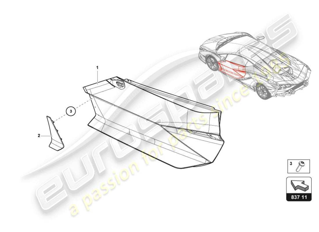 lamborghini sian (2020) diagramma delle parti della porta