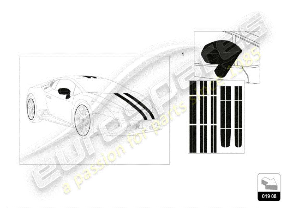 lamborghini huracan lp580-2 spyder (accessories) set decorativo schema delle parti