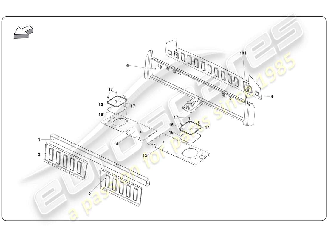 lamborghini super trofeo (2009-2014) elemento telaio schema delle parti