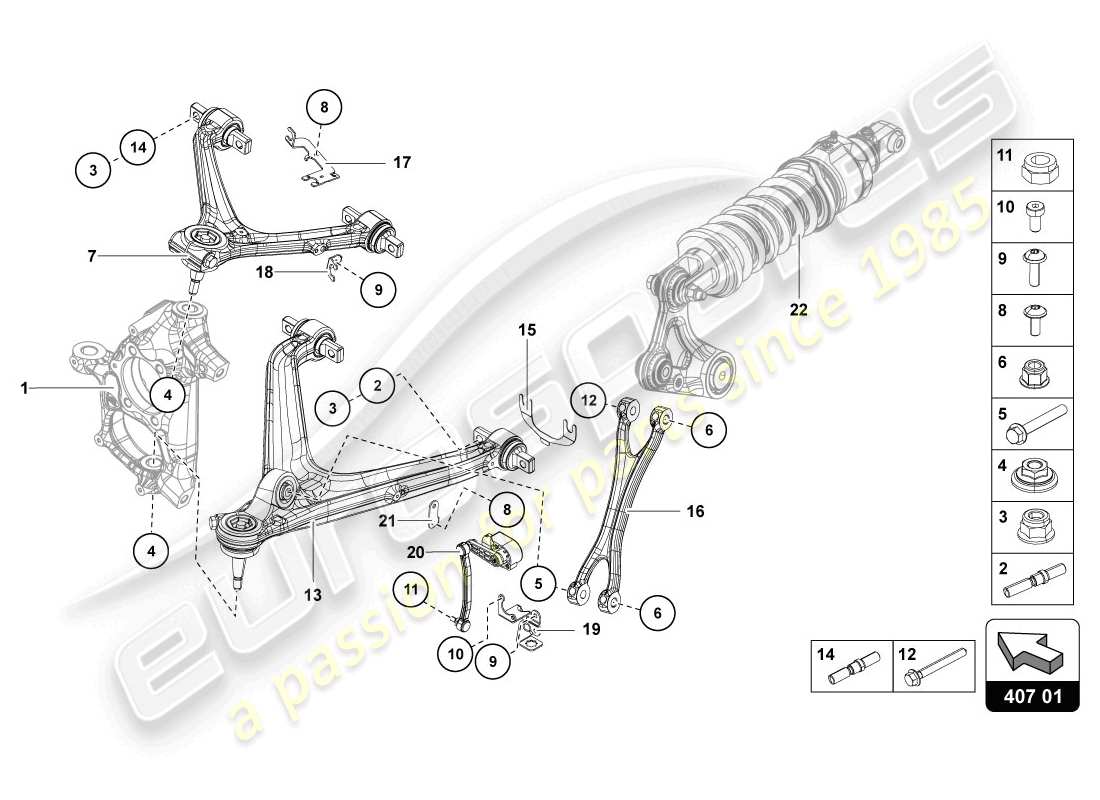 lamborghini 2014 (lp720-4 coupe 50) schema delle parti sospensione