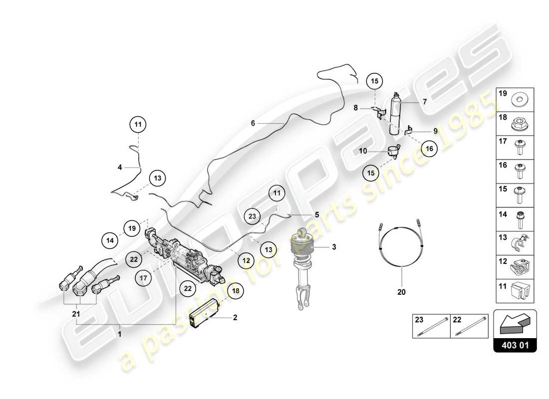lamborghini lp580-2 spyder (2016) dispositivo di sollevamento diagramma delle parti